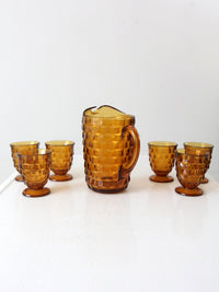 vintage amber glass tumblers and pitcher set