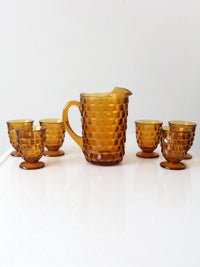 vintage amber glass tumblers and pitcher set