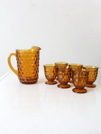 vintage amber glass tumblers and pitcher set