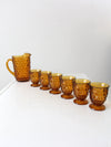 vintage amber glass tumblers and pitcher set