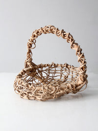 vintage open weave grapevine basket