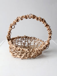 vintage open weave grapevine basket