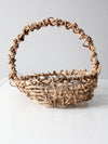 vintage open weave grapevine basket