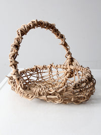 vintage open weave grapevine basket