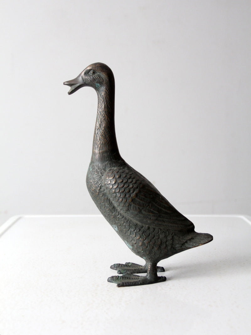 vintage patinated copper goose sculpture