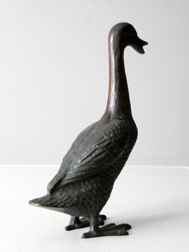 vintage patinated copper goose sculpture