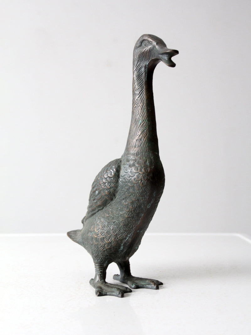 vintage patinated copper goose sculpture