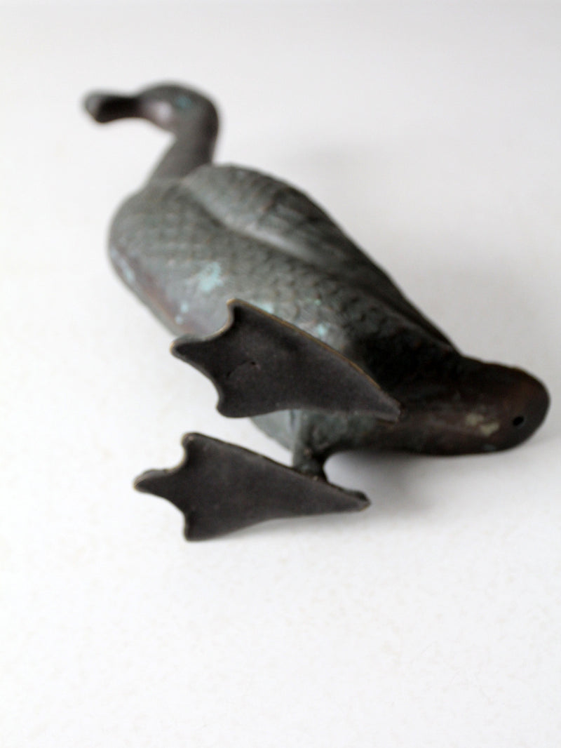 vintage patinated copper goose sculpture