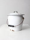 vintage white enamelware bucket