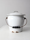 vintage white enamelware bucket