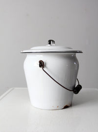 vintage white enamelware bucket