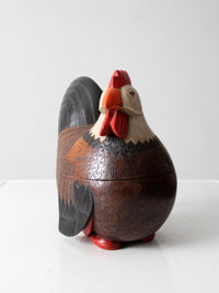 vintage carved wood rooster box