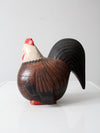 vintage carved wood rooster box