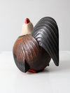 vintage carved wood rooster box