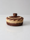 vintage handwoven basket with lid