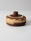 vintage handwoven basket with lid