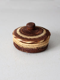 vintage handwoven basket with lid