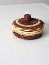 vintage handwoven basket with lid