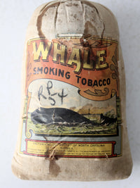 antique Whale smoking tobacco cloth pouch