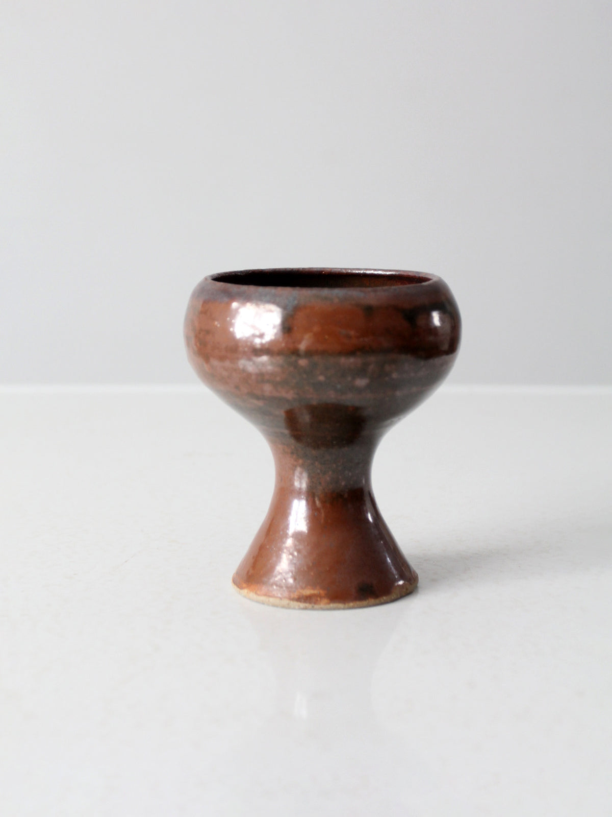 vintage studio pottery pedestal bowl