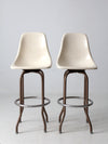 mid century fiberglass shell swivel bar stools