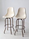 mid century fiberglass shell swivel bar stools