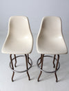 mid century fiberglass shell swivel bar stools