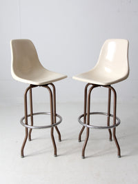 mid century fiberglass shell swivel bar stools