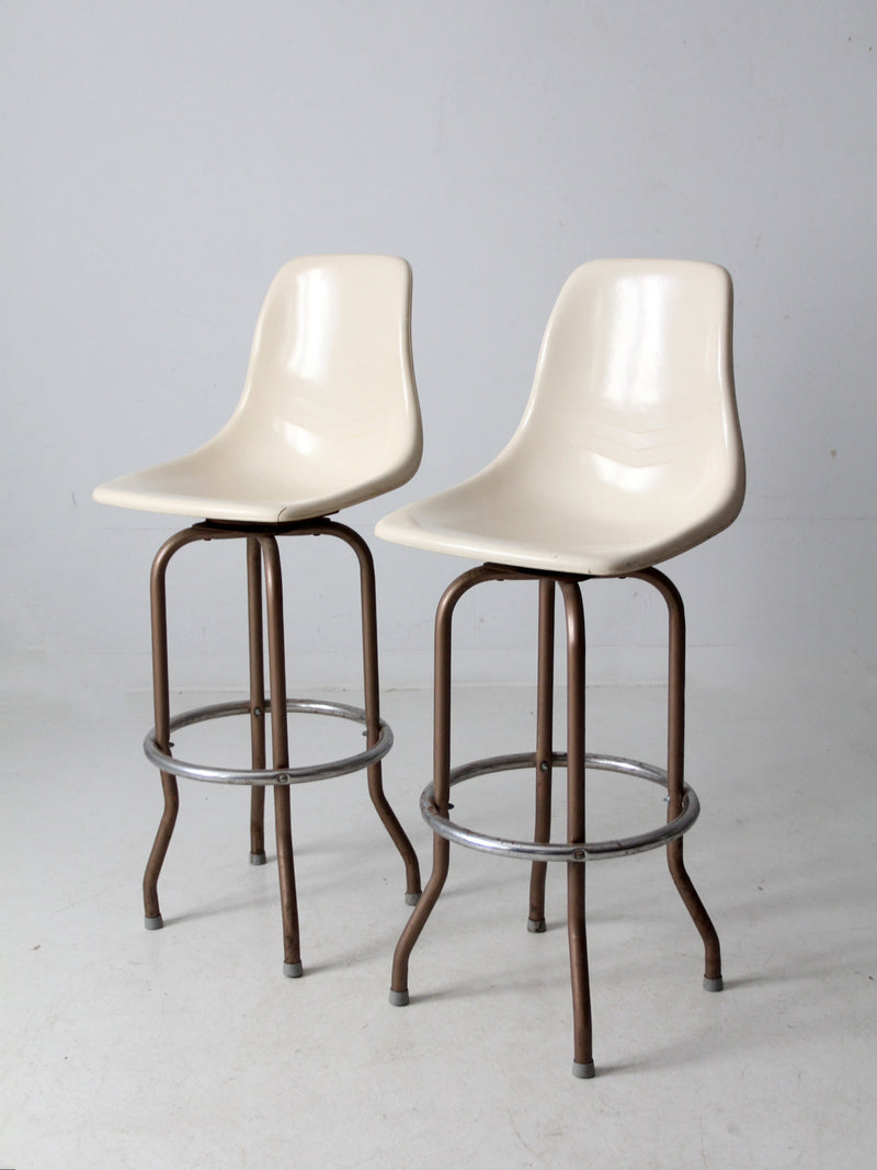 mid century fiberglass shell swivel bar stools