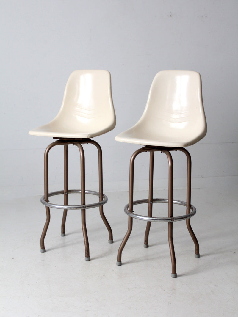 mid century fiberglass shell swivel bar stools