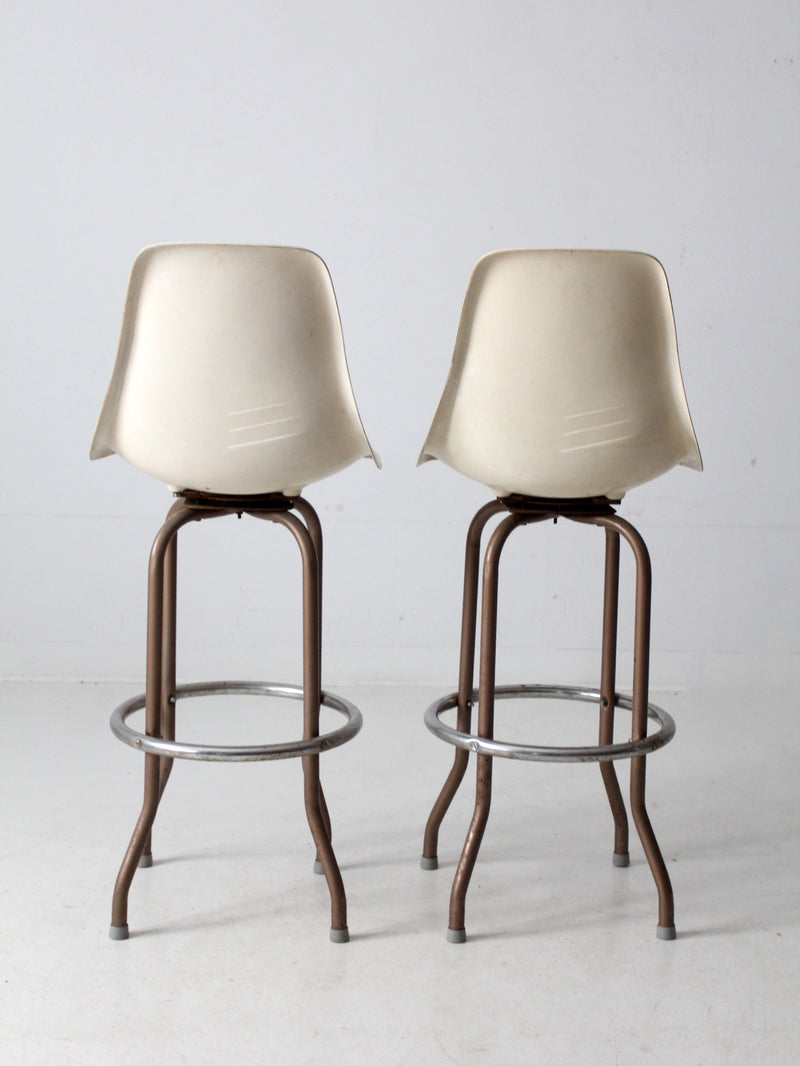 mid century fiberglass shell swivel bar stools