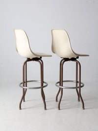 mid century fiberglass shell swivel bar stools