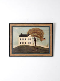 vintage House with Flag by  Warren Kimble framed print