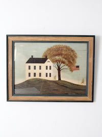 vintage House with Flag by  Warren Kimble framed print