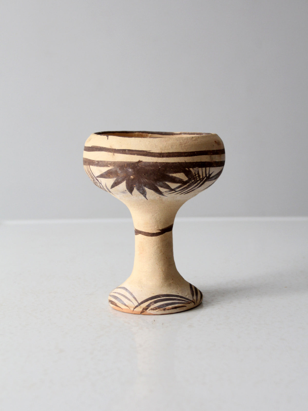 vintage Mexican folk art pottery goblet