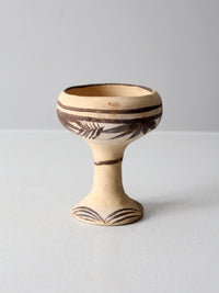 vintage Mexican folk art pottery goblet