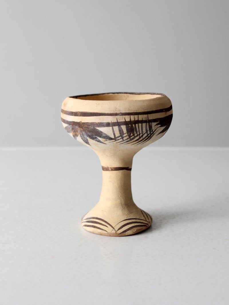 vintage Mexican folk art pottery goblet