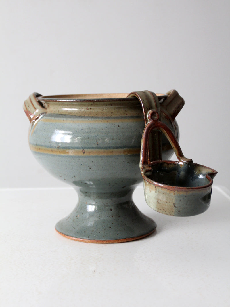 vintage studio pottery serving bowl and ladle set