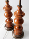 vintage wood baluster table lamps pair