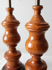 vintage wood baluster table lamps pair