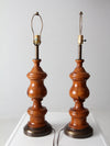 vintage wood baluster table lamps pair