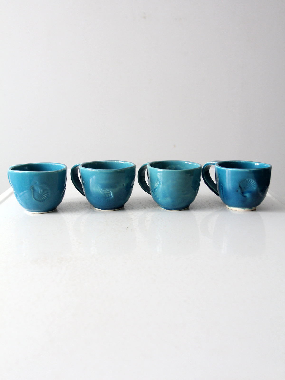 vintage handmade coastal mugs set