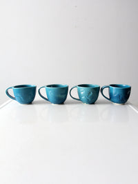 vintage handmade coastal mugs set