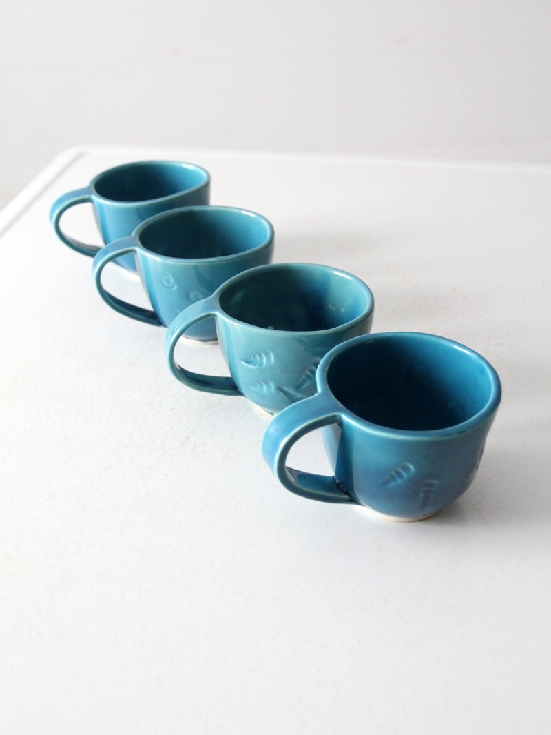 vintage handmade coastal mugs set