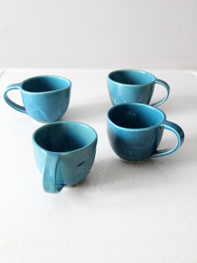 vintage handmade coastal mugs set