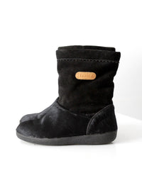 vintage Tecnica black fur suede winter boots