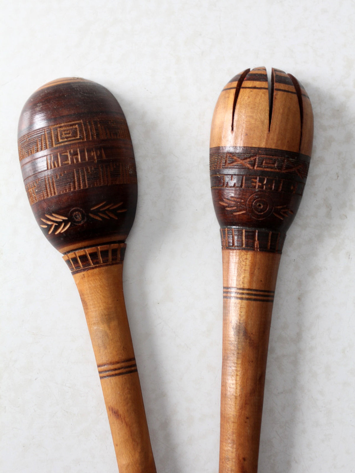 vintage Mexican hand-carved serving spoons