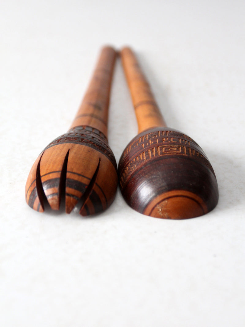 vintage Mexican hand-carved serving spoons