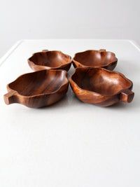 mid century monkey pod wood bowl set of 4