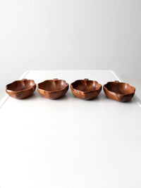 mid century monkey pod wood bowl set of 4